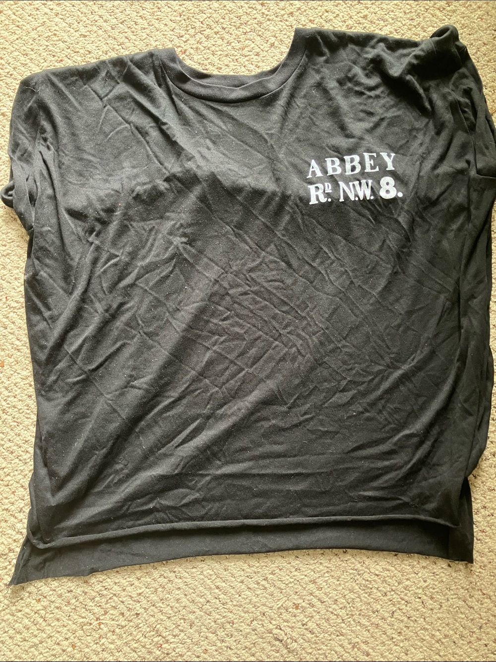 The Beatles Black Crop Top with White 'Abbey Rd. NW.8.' Print